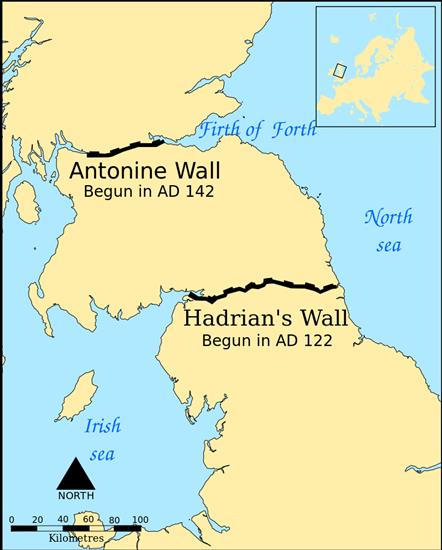 Historia sztuki - architektura Rzym - obrazy - 800px-Hadrians_Wall_map.svg.png