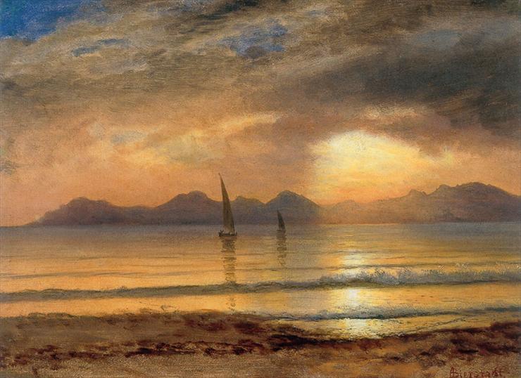 Albert Bierstadt 1830-1902 - Sunset Over A Mountain Lake.jpg