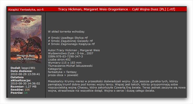 Dragonlance - Tracy Hickman, Margaret Weis - Wojna dusz 1-3 - opis.png