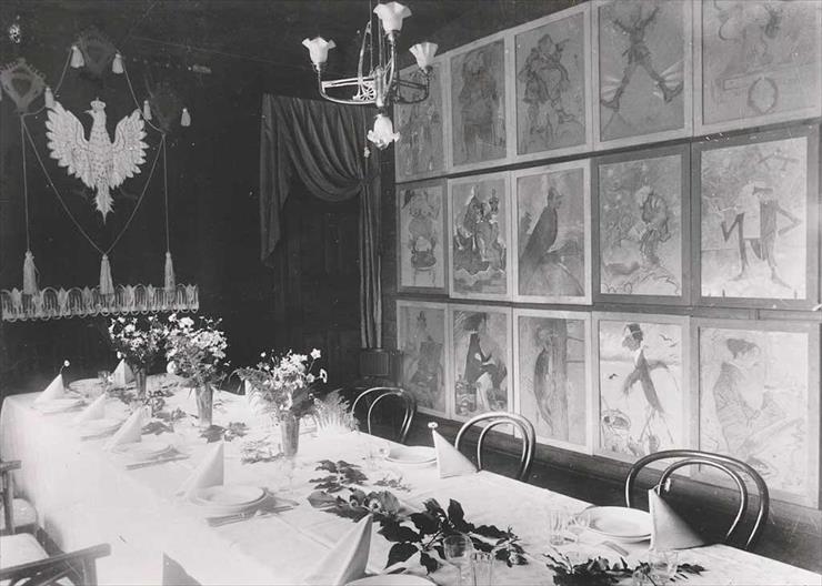 Stare fotografie, gr... - 1929 Sala restauracyjna Karpowicza z karykatura...go. Fotografia z archiwum Muzeum Tatrzańskiego.jpg