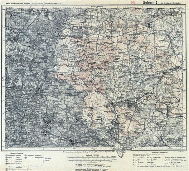 Stare Mapy Polski - Mapa - Beuthen Bendzin Geheim 1914r.jpg