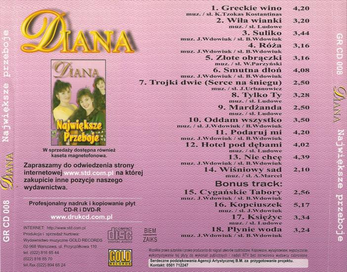 DIANA----2011 - Najwieksze przeboje - Diana - Najwieksze przeboje back.jpg
