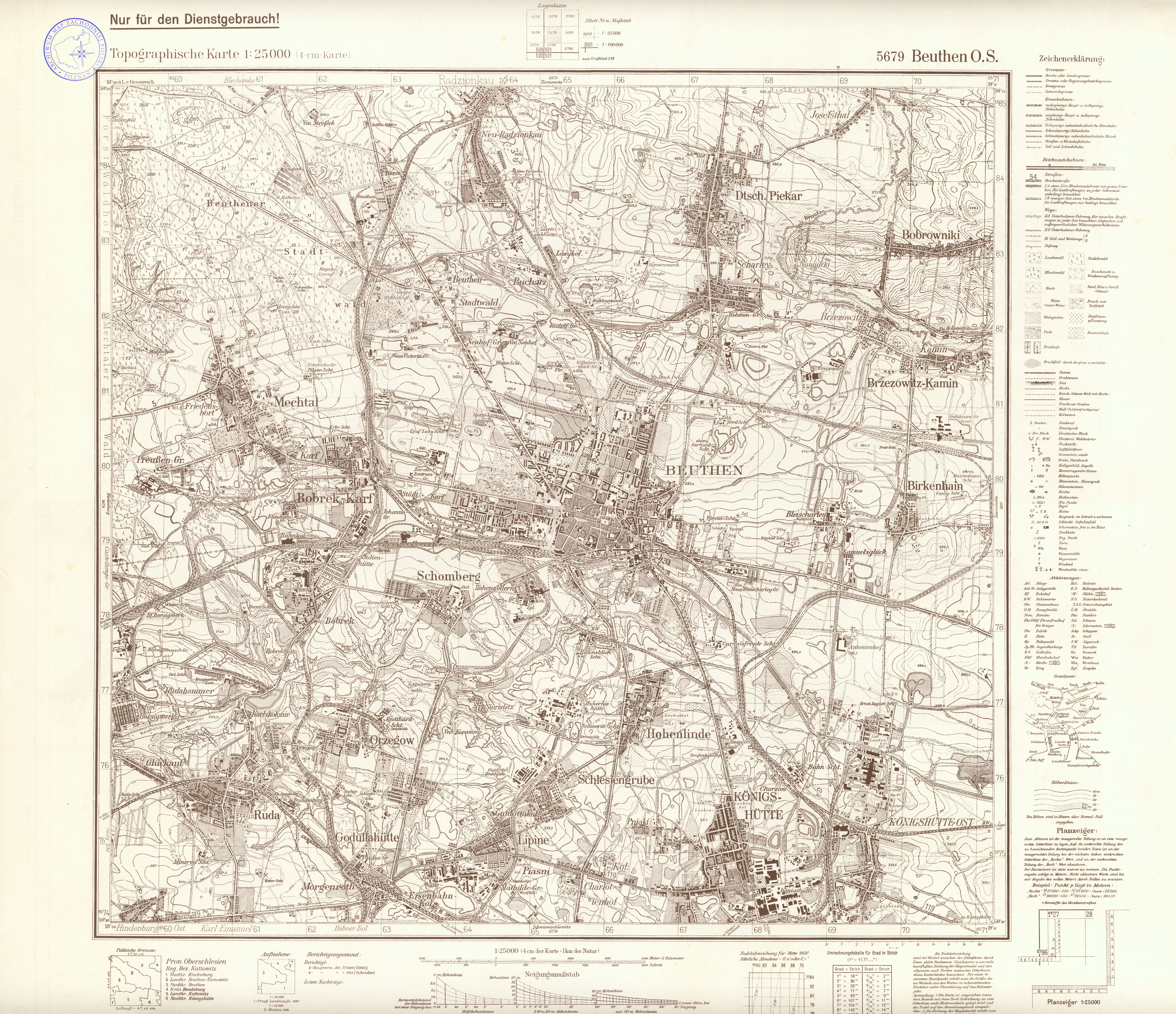Niemieckie mapy Messtischblatt - 5679 Beuthen Bytom 1943r.jpg