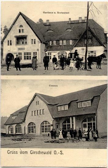 Gischewald-Giszowiec dawniej - 1909-przed karczmą i sklepem.jpg