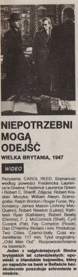 Recenzje i opisy ... - Odd Man Out Niepotrzebni mogą odejść 1947, reż. C... OHerlihy, Fay Compton. Film nr 33, 14 VIII 1988.jpg