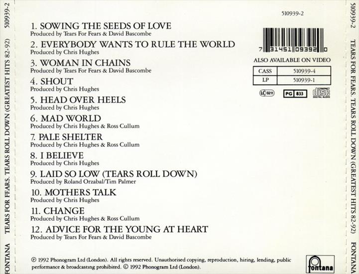 Tears For Fears - Tears Roll Down GREATEST HITS 82-92 - 1992 - cover back.jpg