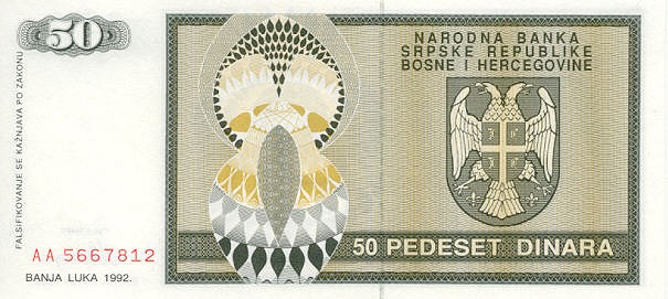 BOŚNIA I HERCEGOWINA - 1992 - 50 dinarów Serbów bośniackich b.jpg
