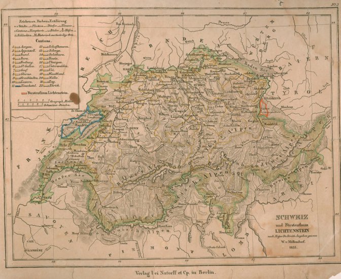 Europa - Szwajcaria - 1833 - mapa polityczna.bmp